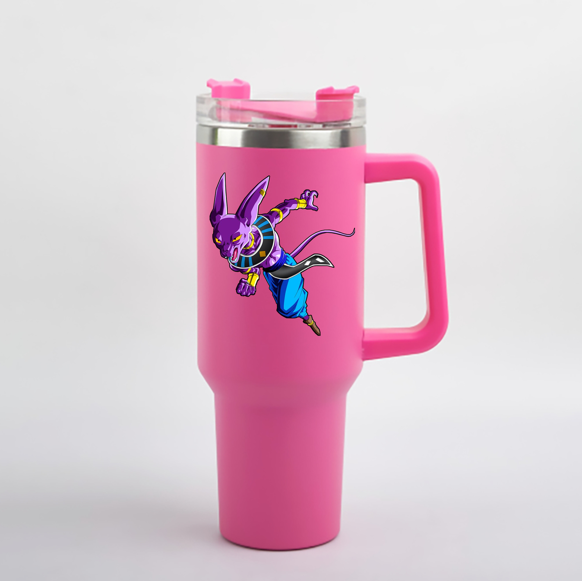 （画像用） ドラゴンボール ビルス 破壊神ビルス DRAGON BALL Beerus Birusu 1200mL車用タンブラー - クリスタルステッカー（プラスチックストロー付き）